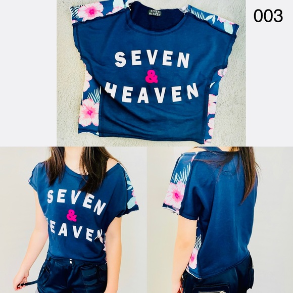 Seven Havens Navy Blue Top T-Shirt with flora pattern - Picture 1 of 4